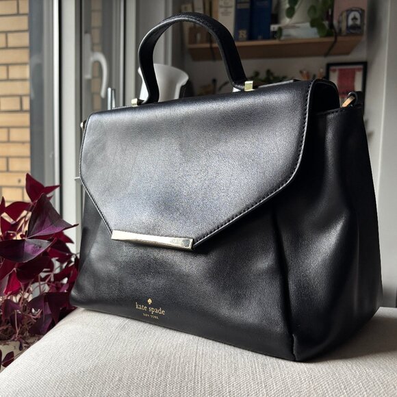 Kate Spade Camden Way Palermo Black Leather Satchel/Shoulder Bag - EUC - Picture 1 of 15